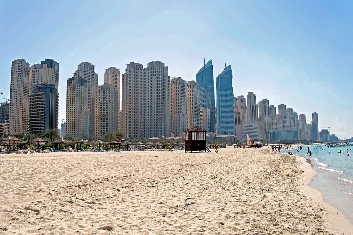 The towers of Dubai Marina seen from the beach