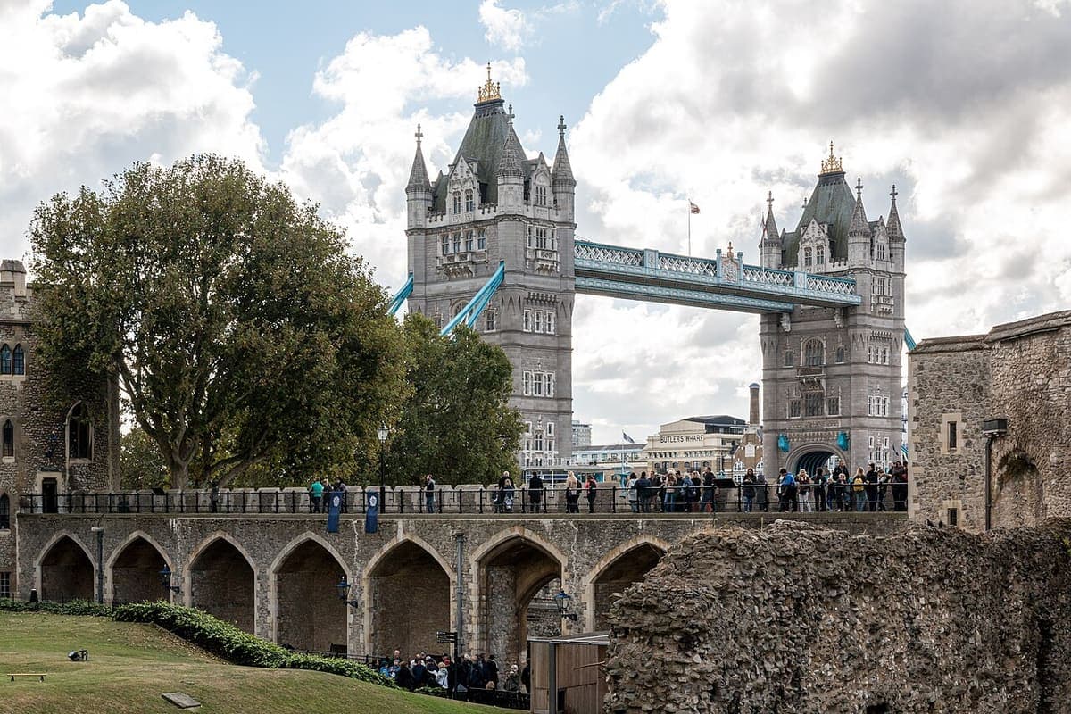 Tower Bridge over the River Thames, seen from the Tower of London